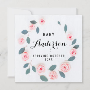 Faire-part de grossesse - Verdure rose Wreath