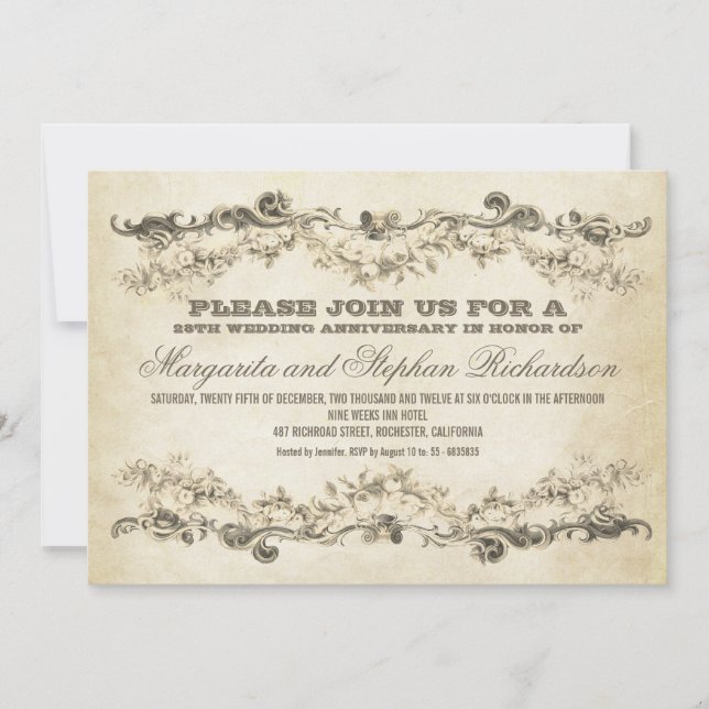 faire-part de jubilé de mariage vintage shabby (Devant)