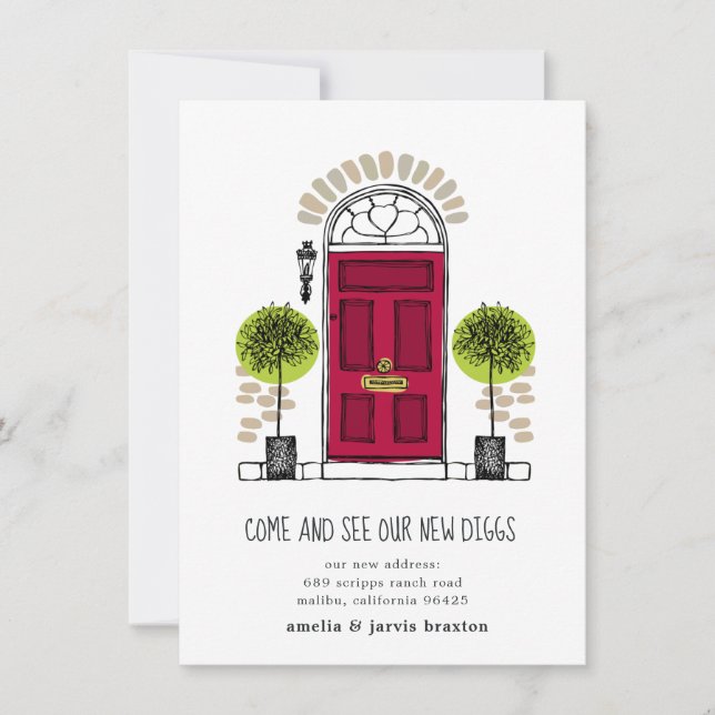 Faire-part de la nouvelle maison de porte rouge (Devant)