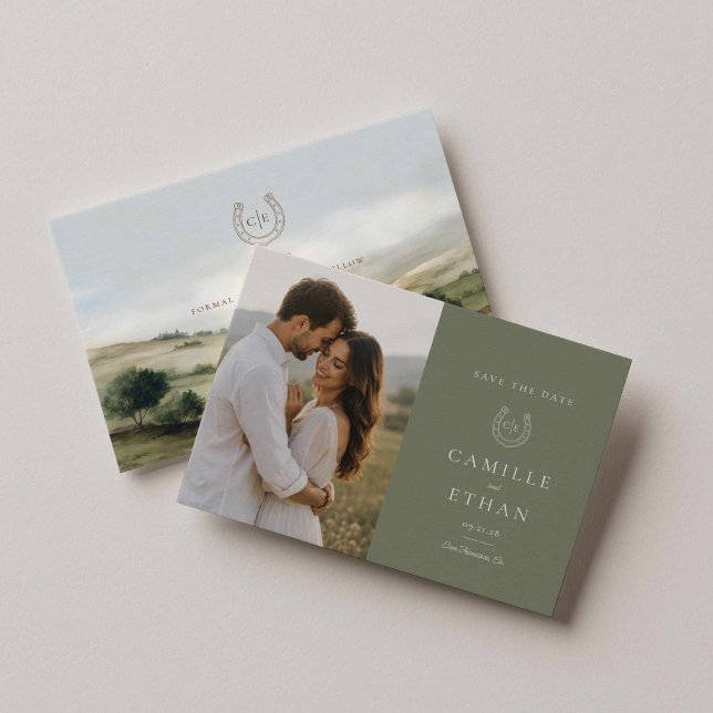 Faire-Part de Luxe Campagne Photo Save The Date (Modern Western Photo Save the Date Card)