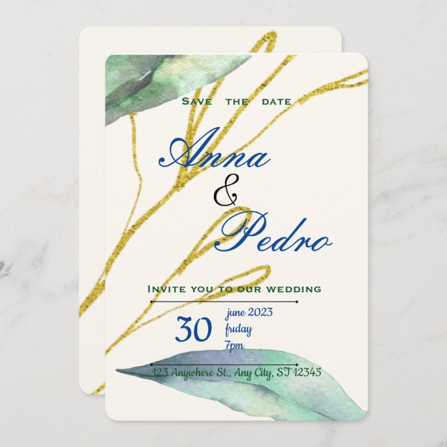 Faire-part de mariage (Devant / Derrière)