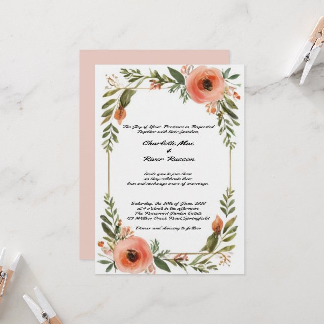 faire-part de mariage (Devant/Arrière en situation)