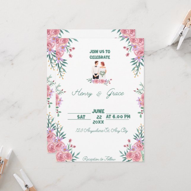 Faire-part de mariage (Devant/Arrière en situation)