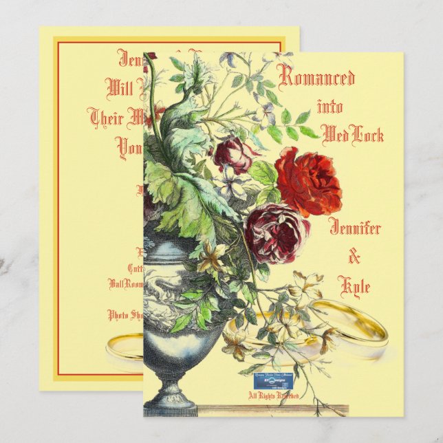 Faire-part de mariage 1 Crème (Romancé) RFPMDesign (Devant / Derrière)