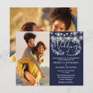 Faire-part de mariage 2 photos Budget Navy Blue Li