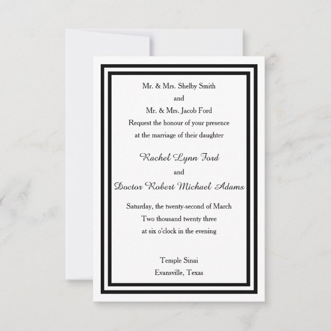 Faire-part de mariage -3x5 avec double encadrement (Devant)