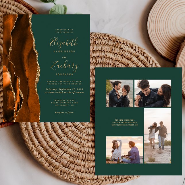 Faire-part de mariage 4 photos Budget Rust Agate V (Créateur téléchargé)