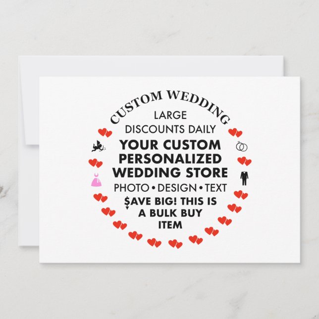 faire-part de mariage 7" x 5" - Meilleur Vendeur ! (Devant)