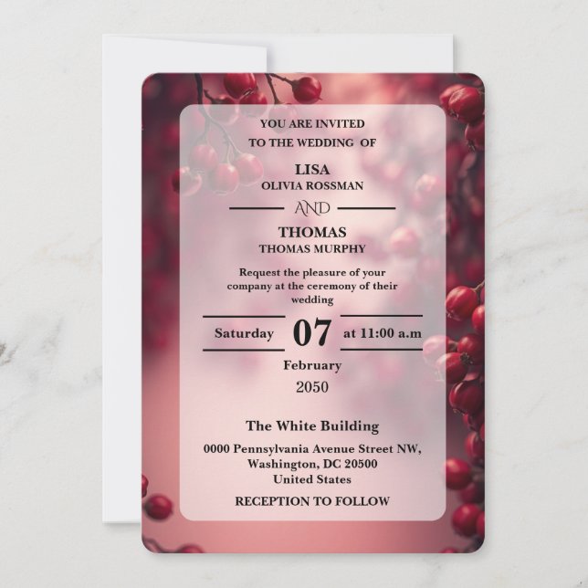 Faire-part de mariage à accent audacieux rouge bai (Devant)