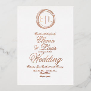 Faire-part de mariage à anneaux en relief avec log