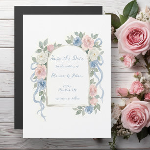 Faire-part de mariage à arch floral aquarelle