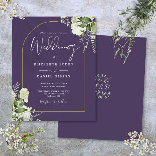 Faire-part de mariage à arch Gold Floral Violet Bu