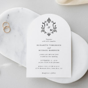 Faire-part de mariage à arche avec monogramme Eleg