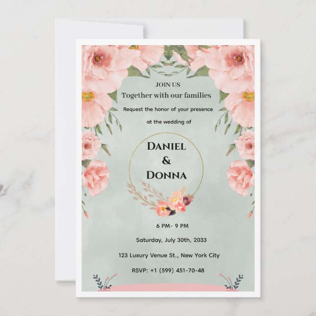 Faire-part de mariage à arche dorée de luxe (Devant)