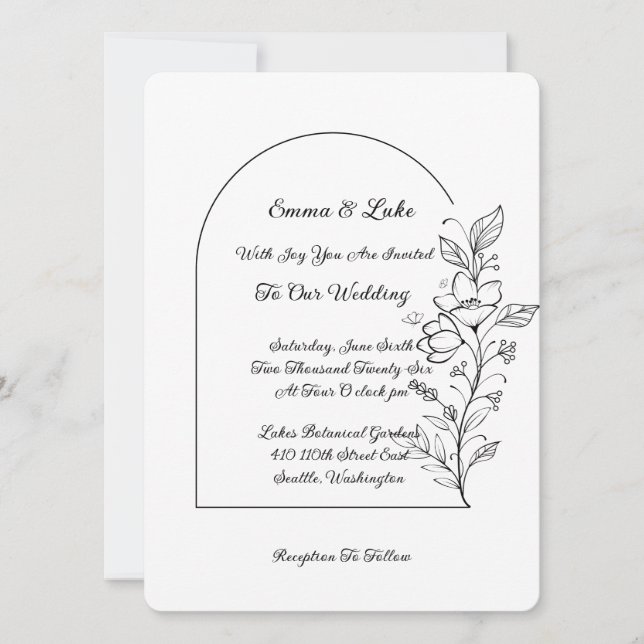 Faire-part de mariage à arche florale (Devant)