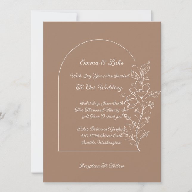 Faire-part de mariage à arche florale (Devant)