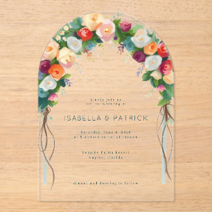 Faire-part de mariage à arche florale romantique