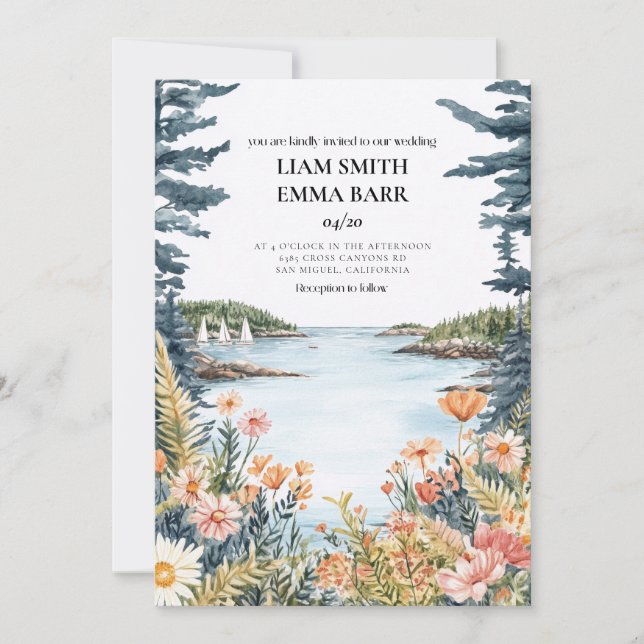 Faire-part de mariage à Bar Harbor Maine (Devant)