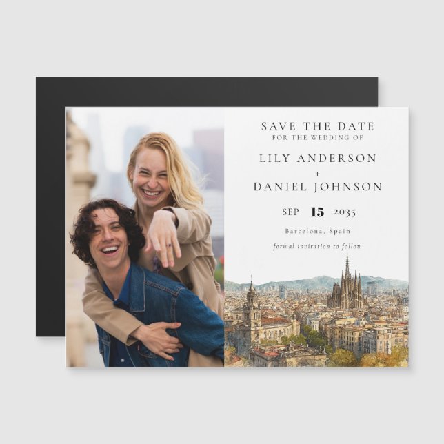 Faire-part de mariage à Barcelone avec photo (Devant / Derrière)