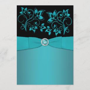 Faire-part de mariage à bijoux floraux turquoise e