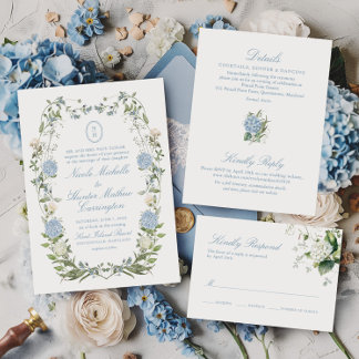 Faire-part de mariage à blason monogramme avec Hyd