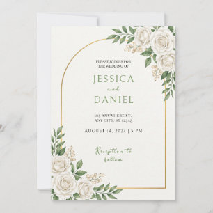 Faire-part de mariage à bordure d'arche en or Rose