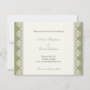 Faire-part de mariage à bordure en filigrane vert 