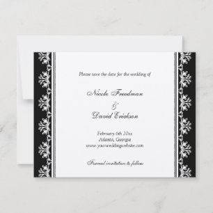 Faire-part de mariage à bordure filigranée noire é