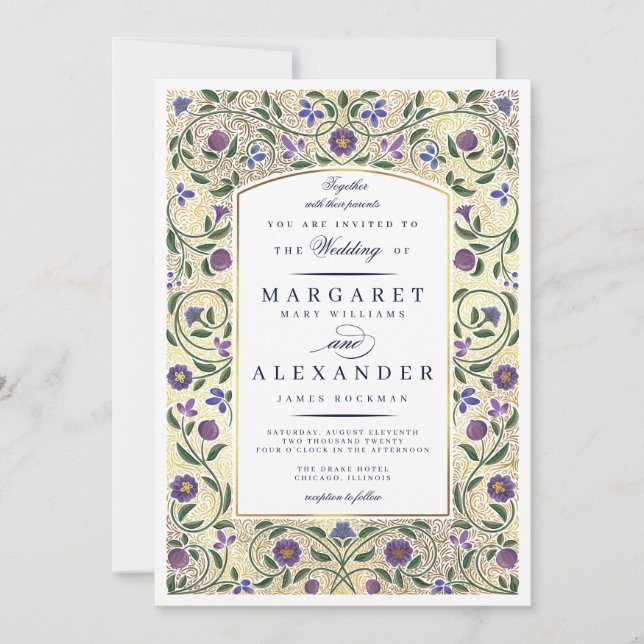 Faire-part de mariage à bordure illuminée / Faux o (Devant)