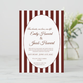 Faire-part de mariage à bordure marron minimaliste
