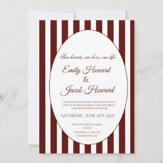 Faire-part de mariage à bordure marron minimaliste