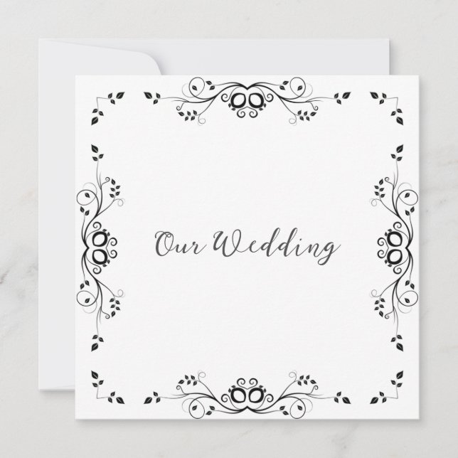 Faire-part de mariage à bordure noire élégant (Devant)
