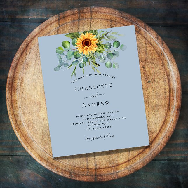 Faire-part de mariage à budget bleu poussiéreux de (Créateur téléchargé)