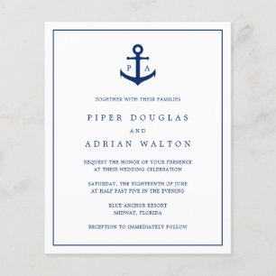Faire-part de mariage à budget naval avec ancre et