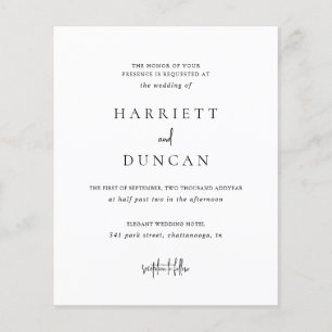 Faire-part de mariage à budget noir et blanc intem