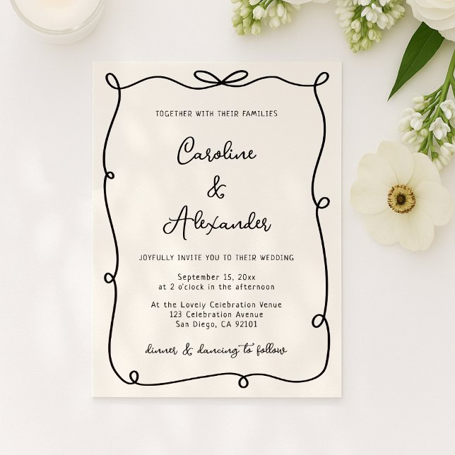 faire-part de mariage à cadre dessiné à la main av (Créateur téléchargé)