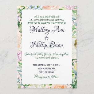 Faire-part de mariage à cadre floral