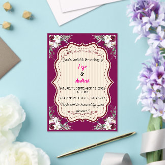 Faire-part de mariage à cadre orné floral