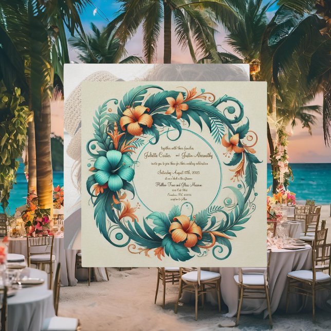 Faire-part de mariage à cadre rond iridescent trop (Créateur téléchargé)