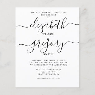 Faire-part de mariage à calligraphie blanche pour 