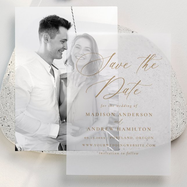 Faire-part de mariage à calligraphie dorée élégant (Créateur téléchargé)