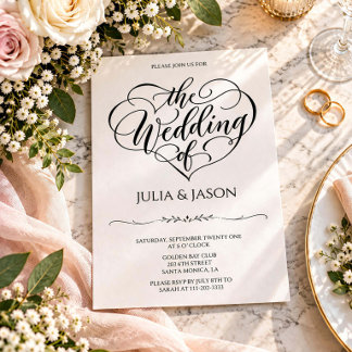Faire-part de mariage à calligraphie élégante en f