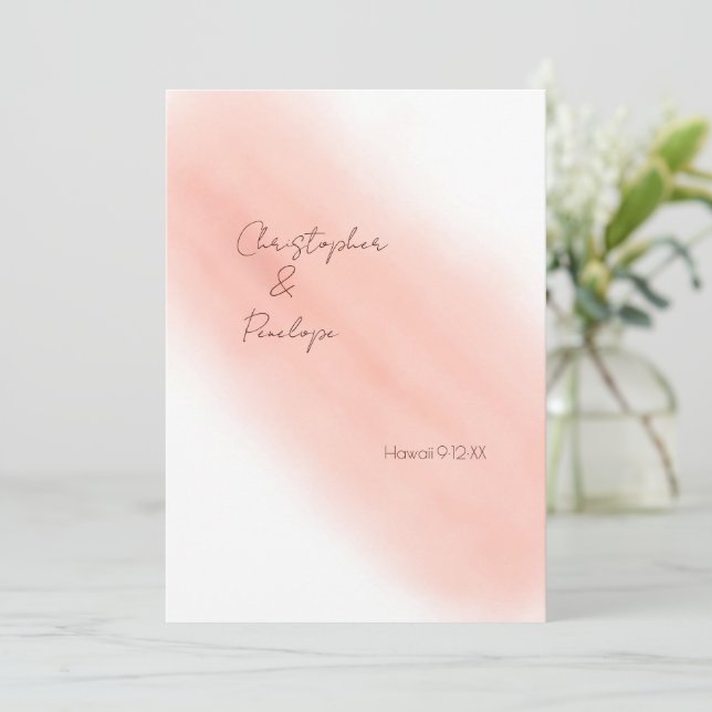  Faire-part de mariage à calligraphie rose poudré  (Debout devant)
