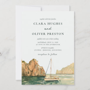 Faire-part de mariage à Capri avec voilier à l'heu