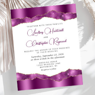 Faire-part de mariage à carreaux miroir violet Bud