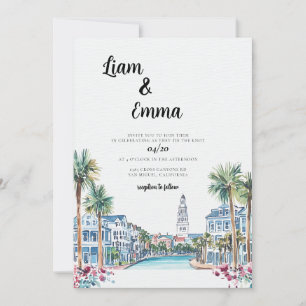 Faire-part de mariage à Charleston SC à l'aquarell