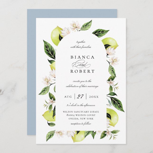 Faire-part de mariage à charpente d'arc de citron  (Devant / Derrière)