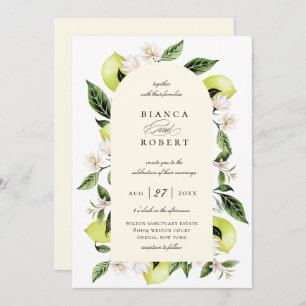 Faire-part de mariage à charpente d'arc de citron 