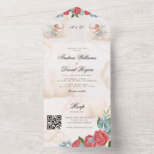 Faire-part de mariage à code QR Antique Vintage Cu