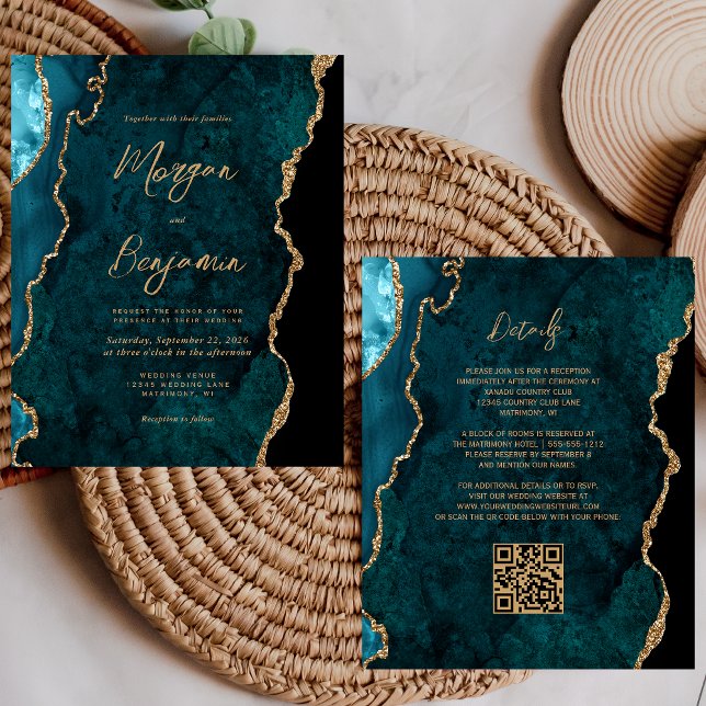 Faire-part de mariage à code QR avec écriture Budg (Créateur téléchargé)